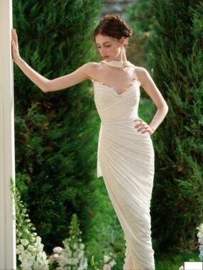 Strapless Cream Ruched Bridal Gown